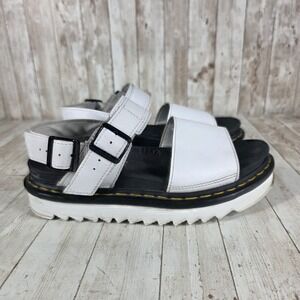 Dr.‎ Martens Voss White Leather Buckle Platform Sandals Women's US 8 EU 39
